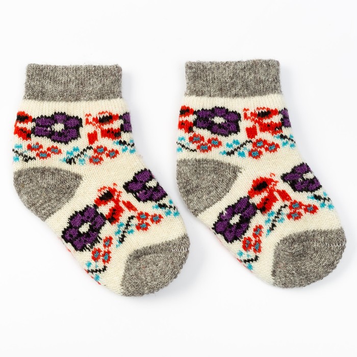 фото Носки детские шерстяные «вьюнок», цвет белый, размер 12 стильная шерсть