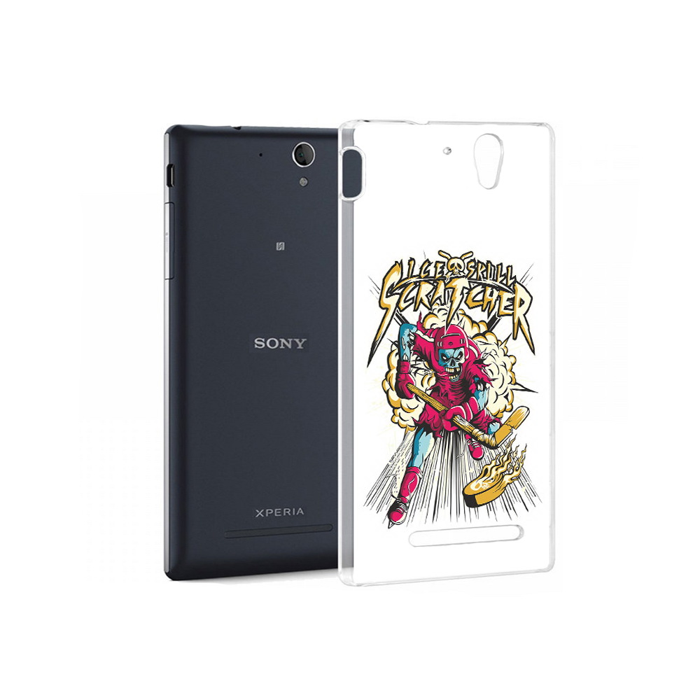 

Чехол MyPads Tocco для Sony Xperia C3 нарисованный скелет хоккеист (PT18760.251.514), Прозрачный, Tocco