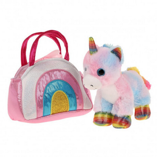 фото Мягкая игрушка в сумочке единорог радуга, 18 см fluffy family