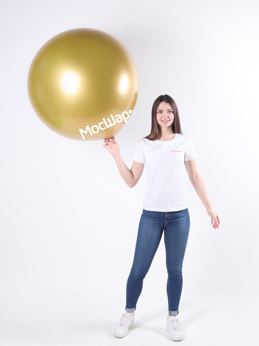 Воздушный шар Мосшар Гигант, хромированный золотистый 90 см