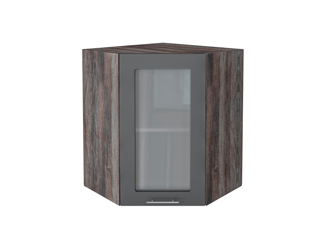 

Нав.шкаф угловой 590 с 1 остекленной дверцей МС Валерия Сурская МДФ Дуб Кальяри/Монблан со, Серый, Валерия