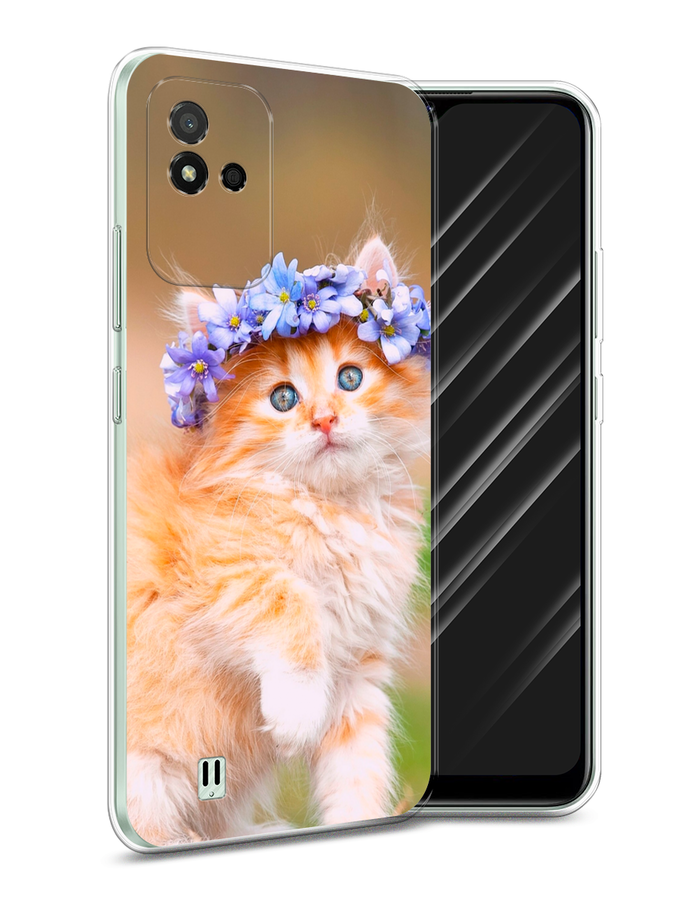 

Чехол Awog на Realme Narzo 50i "Рыжий кот в венке", Разноцветный, 2510050-1