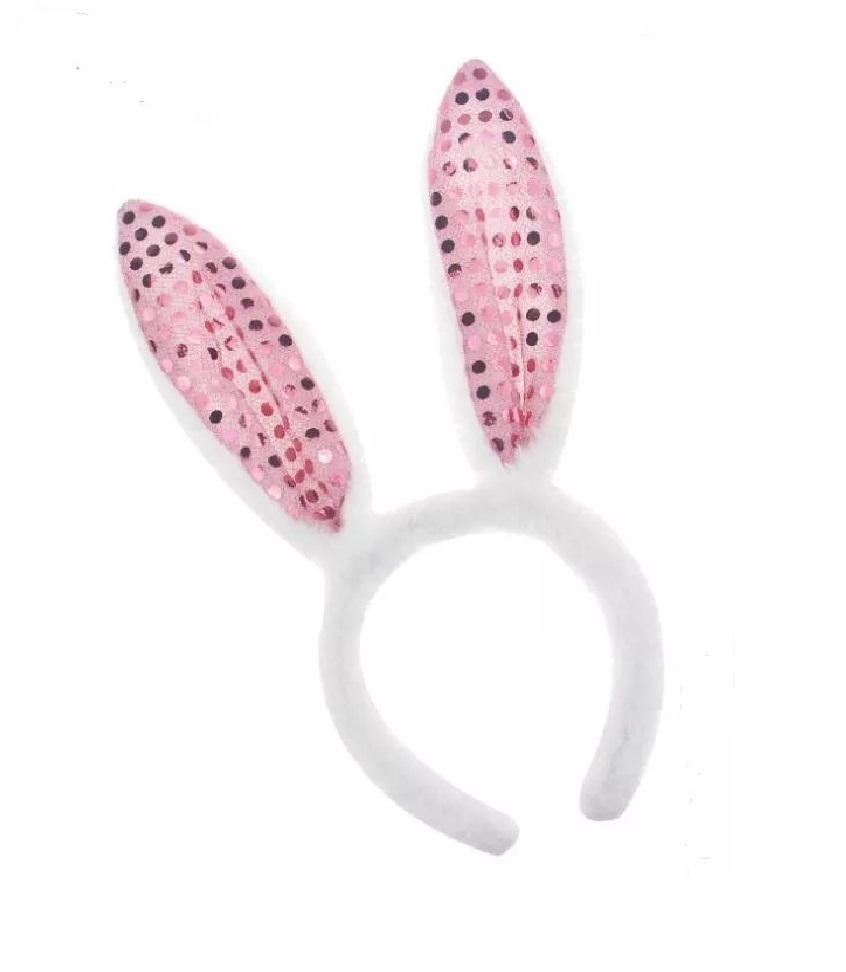 Ободок COSY Уши Зайца с пайетками светящийся, светло-розовый