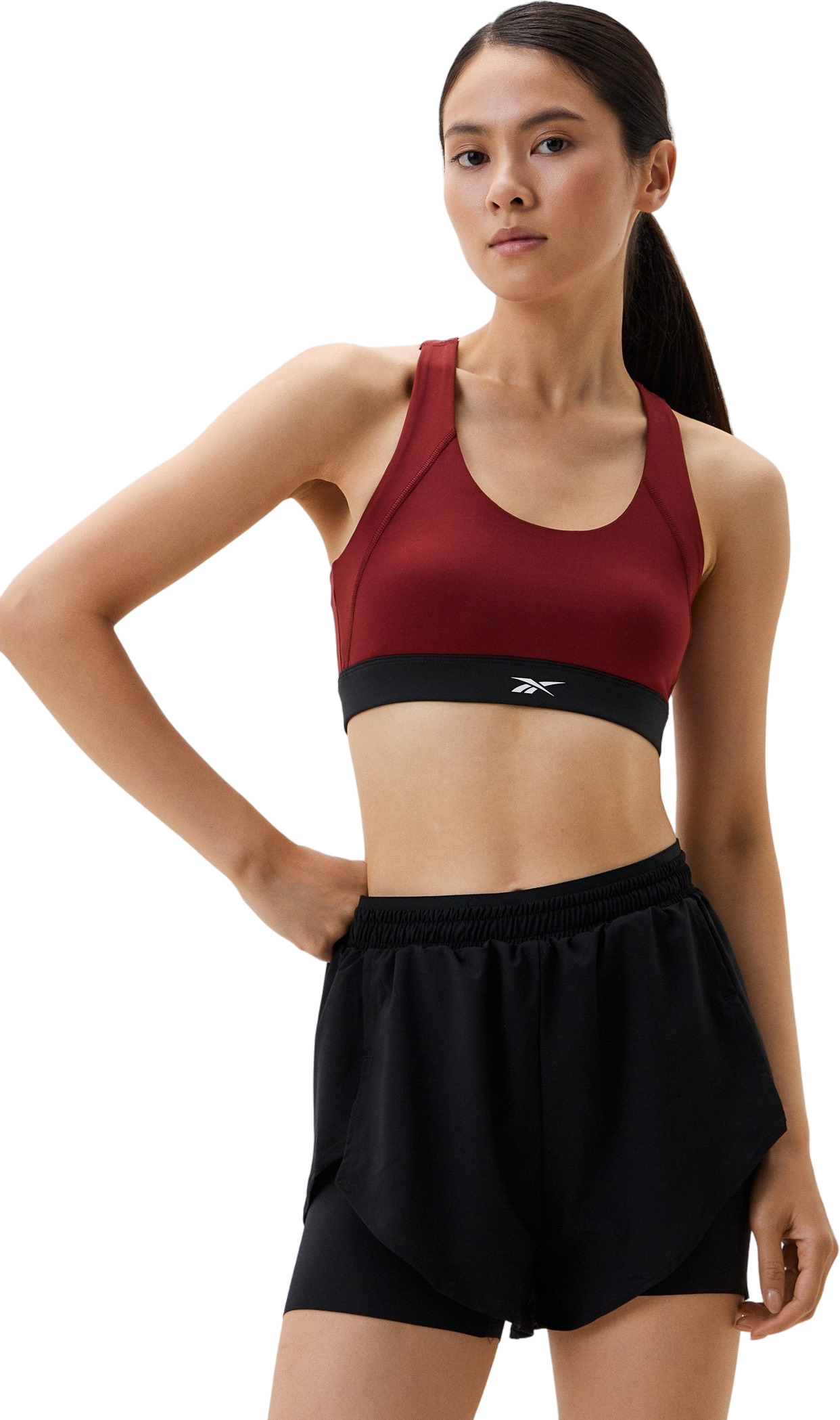 

Топ женский Reebok Identity Train Racer Bra бордовый L, Identity Train Racer Bra