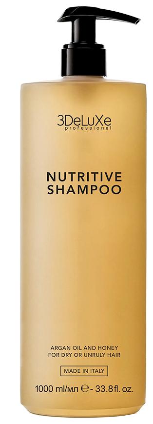 фото Шампунь 3deluxe professional, для сухих и поврежденных волос shampoo nutritive, 1000 мл