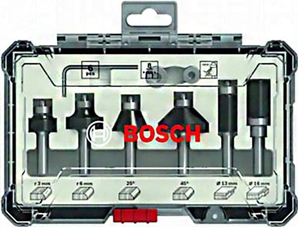 Набор кромочных фрез Bosch 8мм, 6шт 2607017469