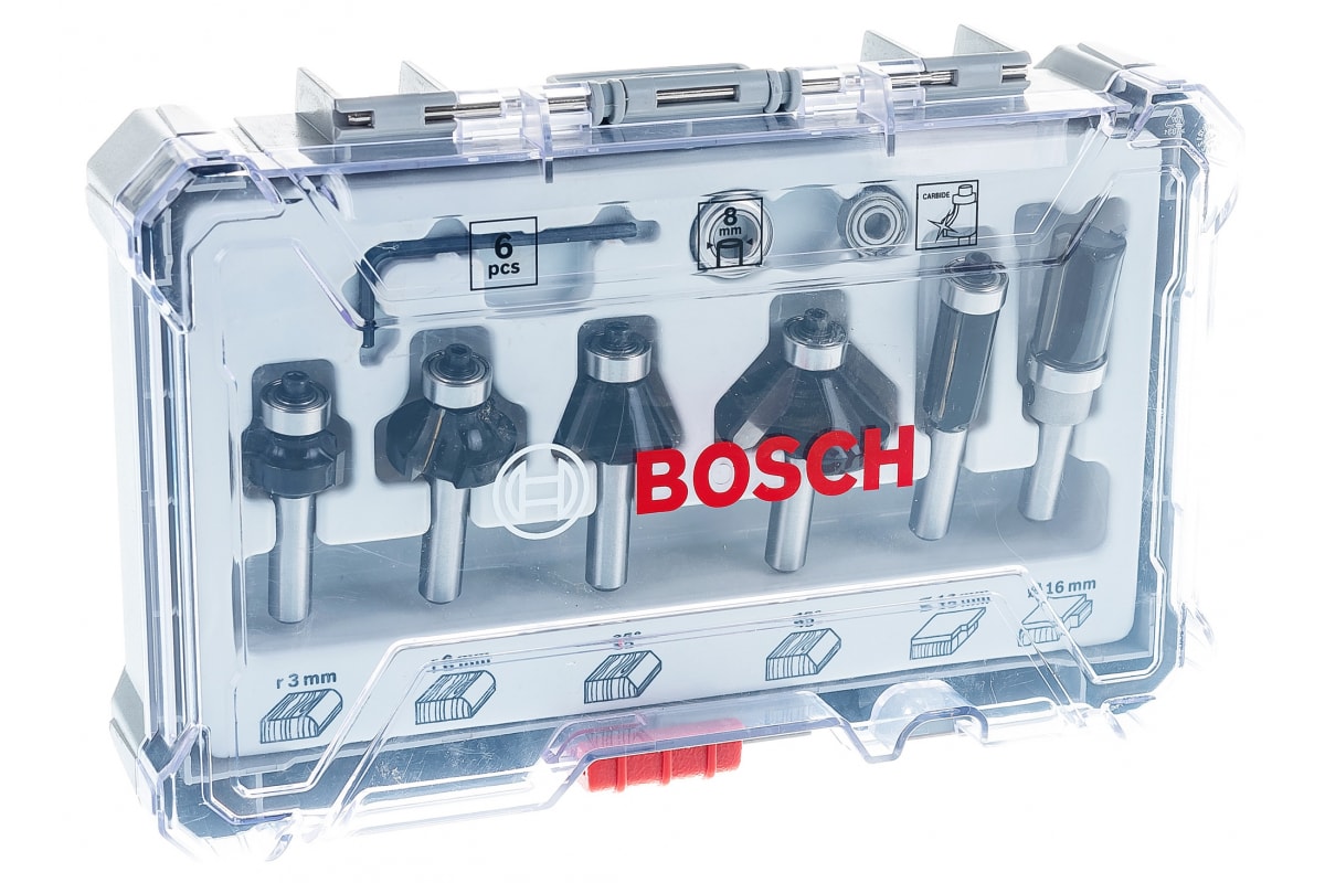 Набор кромочных фрез Bosch 8мм, 6шт 2607017469