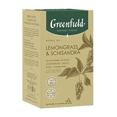 

Чайный напиток травяной Greenfield Natural Tisane Lemongrass & Schisandra 1,8 г х 20 шт