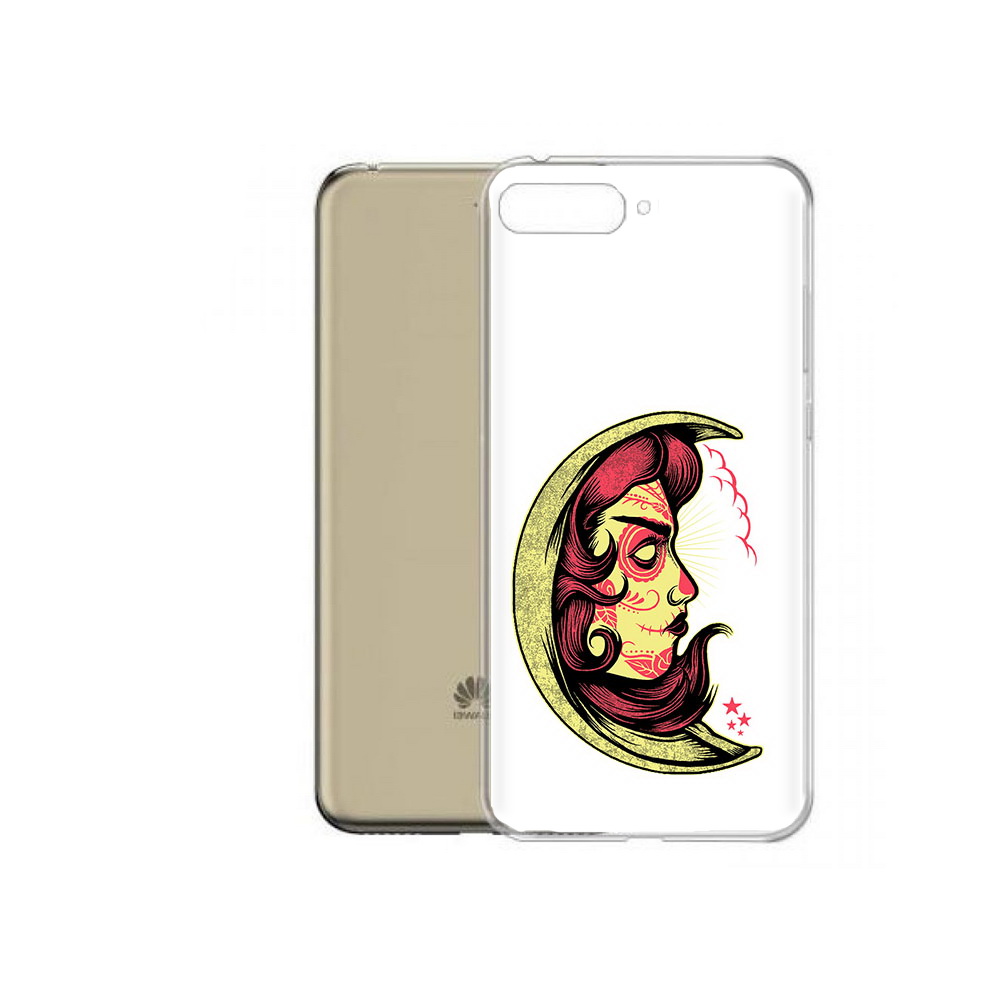 

Чехол MyPads Tocco для Honor 7A Pro желтый полумесяц с лицом девушки (PT114064.46.346), Прозрачный, Tocco