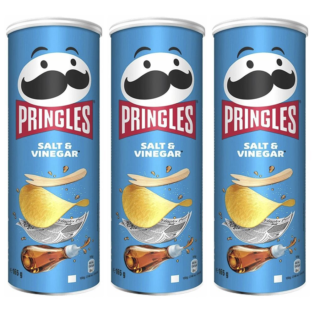 

Чипсы картофельные Pringles Salt & Vinegar со вкусом соли и уксуса, 3 шт по 165 г