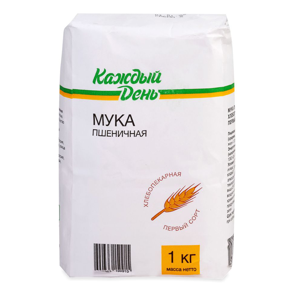 

Мука Каждый день пшеничная хлебопекарная высший сорт 1 кг