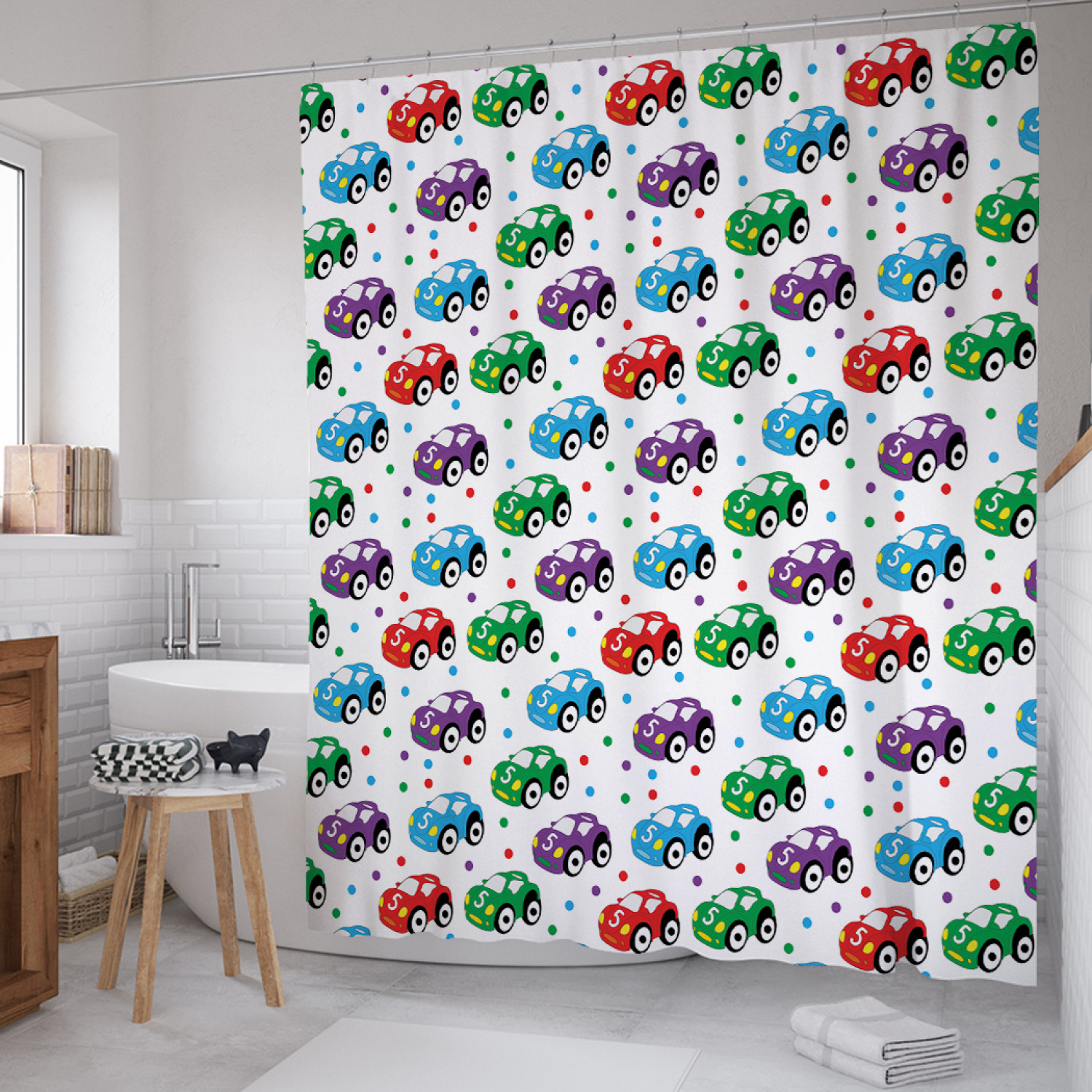 

Штора для ванной JoyArty "Гоночные машинки" из сатена, 180х200 см с крючками, Белый, Гоночные машинки