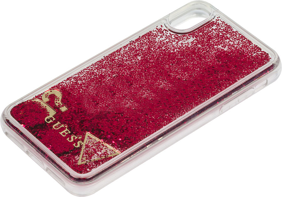 фото Чехол guess glitter raspberry, для apple iphone xs max, малиновый nobrand