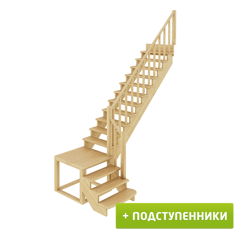 Лестница Profi Hobby К-002м/1 П c подступенками сосна под покраску (6 уп)