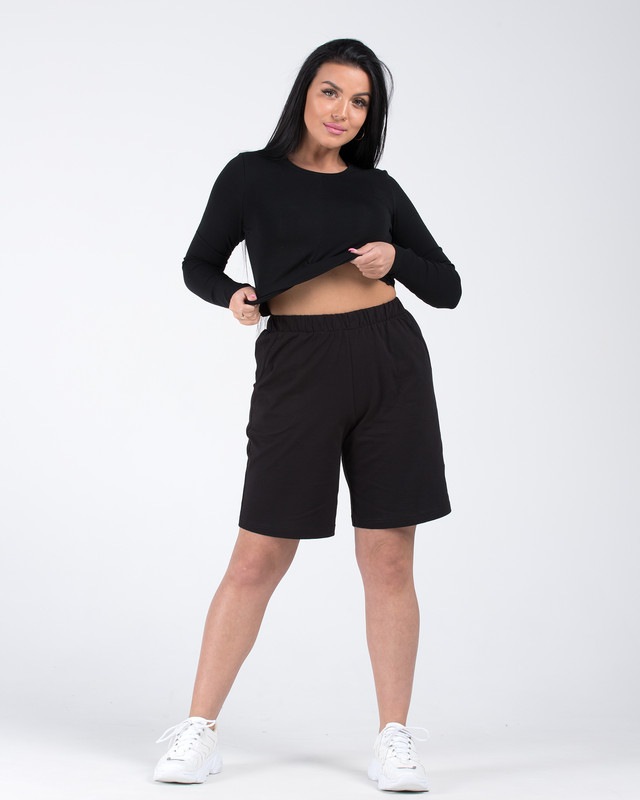 Трикотажные шорты женские ModaRu М-2Ш_черный_р. 58 черные 58 RU