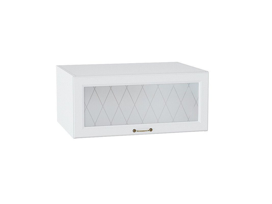 

Навесной шкаф горизонтальный 810 со стеклом МС Ницца Сурская МДФ Белый/Айленд СофтФ88, Ницца