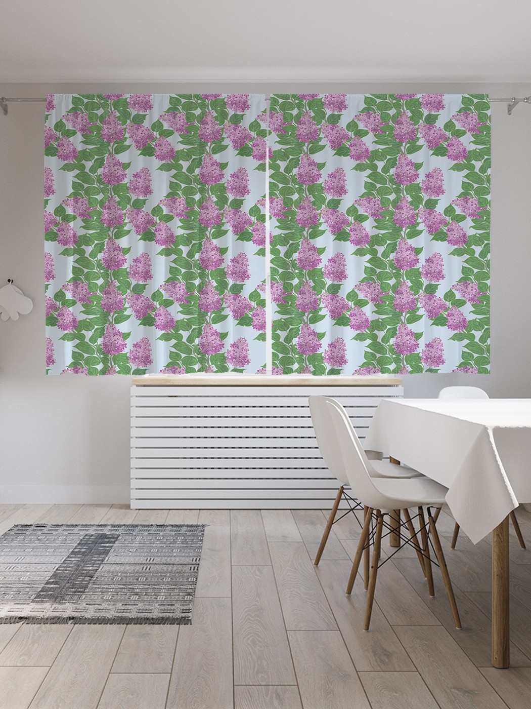 фото Шторы joyarty с фотопечатью "вертикали сирени" из сатена, 290х180 см