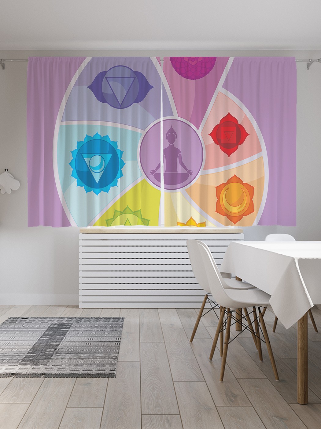 фото Шторы joyarty с фотопечатью "чакры по спирали" из сатена, 290х180 см
