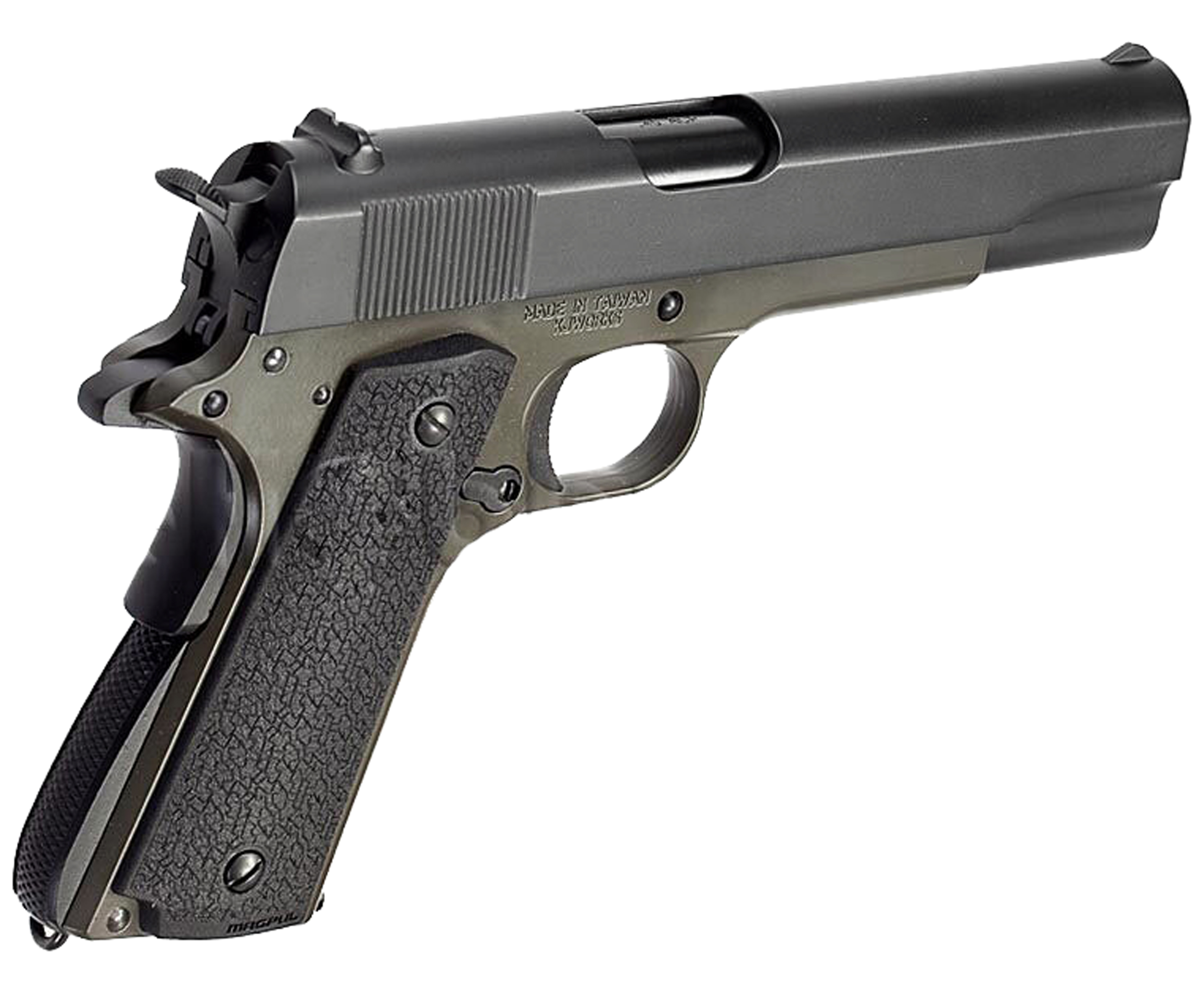 фото Страйкбольный пистолет kjw colt m1911a1 6 мм, gas, gbb, олива