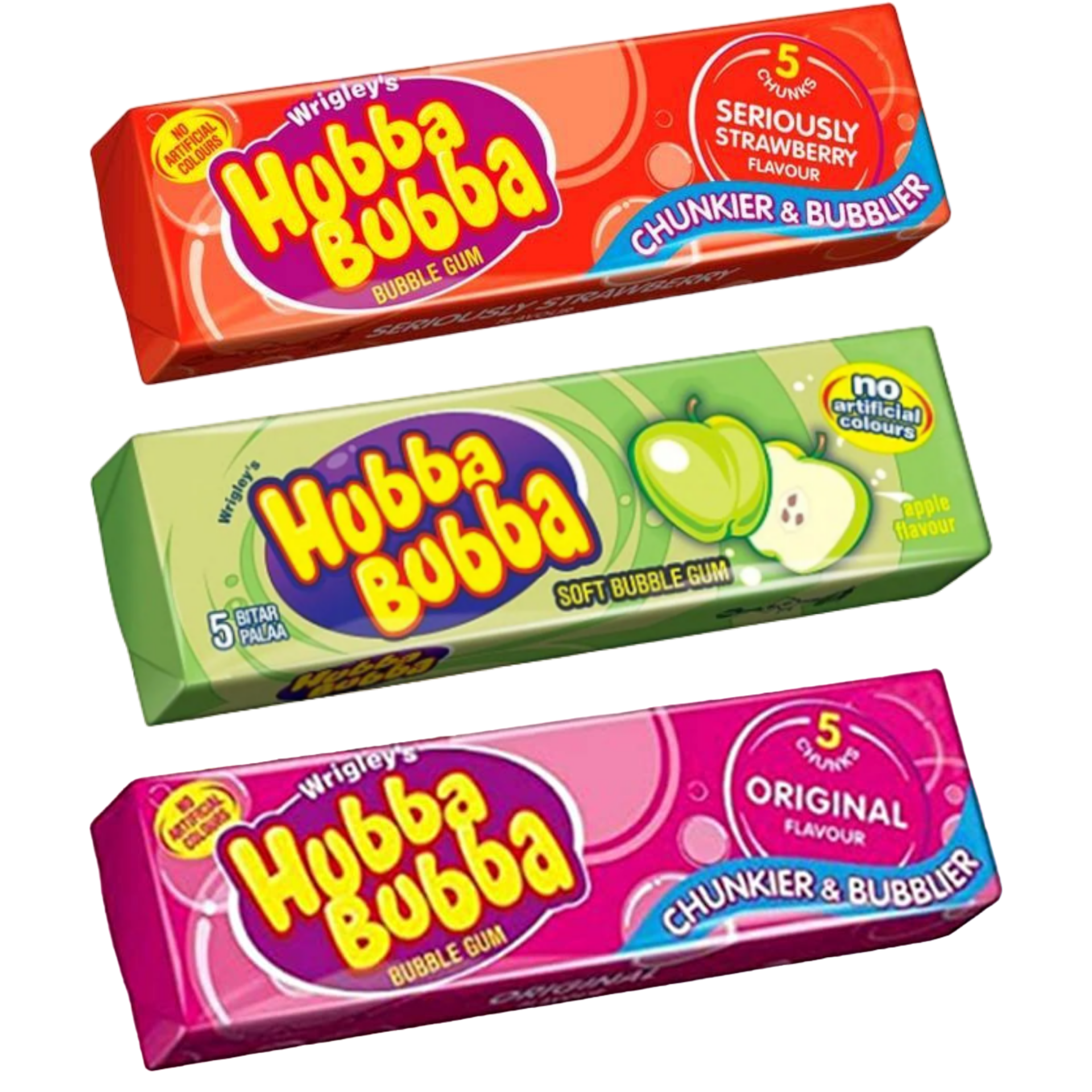 Набор жевательных резинок Hubba-Bubba Классический, Клубника, Яблоко, 35 г х 3 шт
