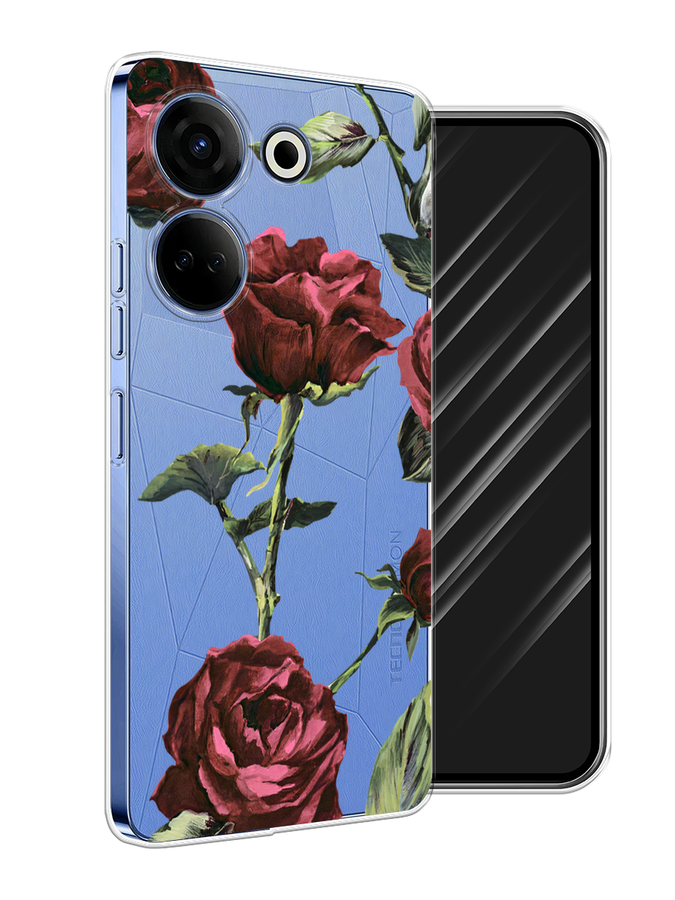 

Чехол Awog на Tecno Camon 20 Pro 4G "Бордовые розы фон", Бордовый