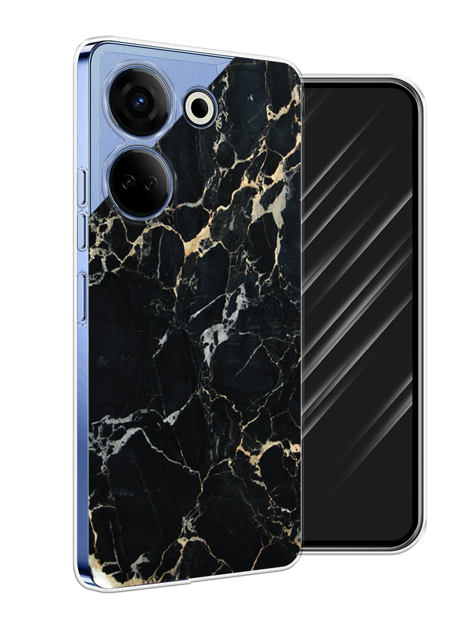 

Чехол Awog на Tecno Camon 20 Pro 4G "Черный мрамор уголок", Черный;золотистый