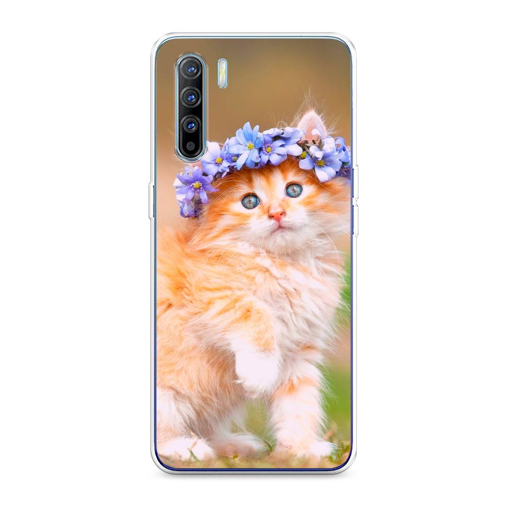 

Чехол Awog на Oppo A91/Reno 3 "Рыжий кот в венке", Разноцветный, 252450-1