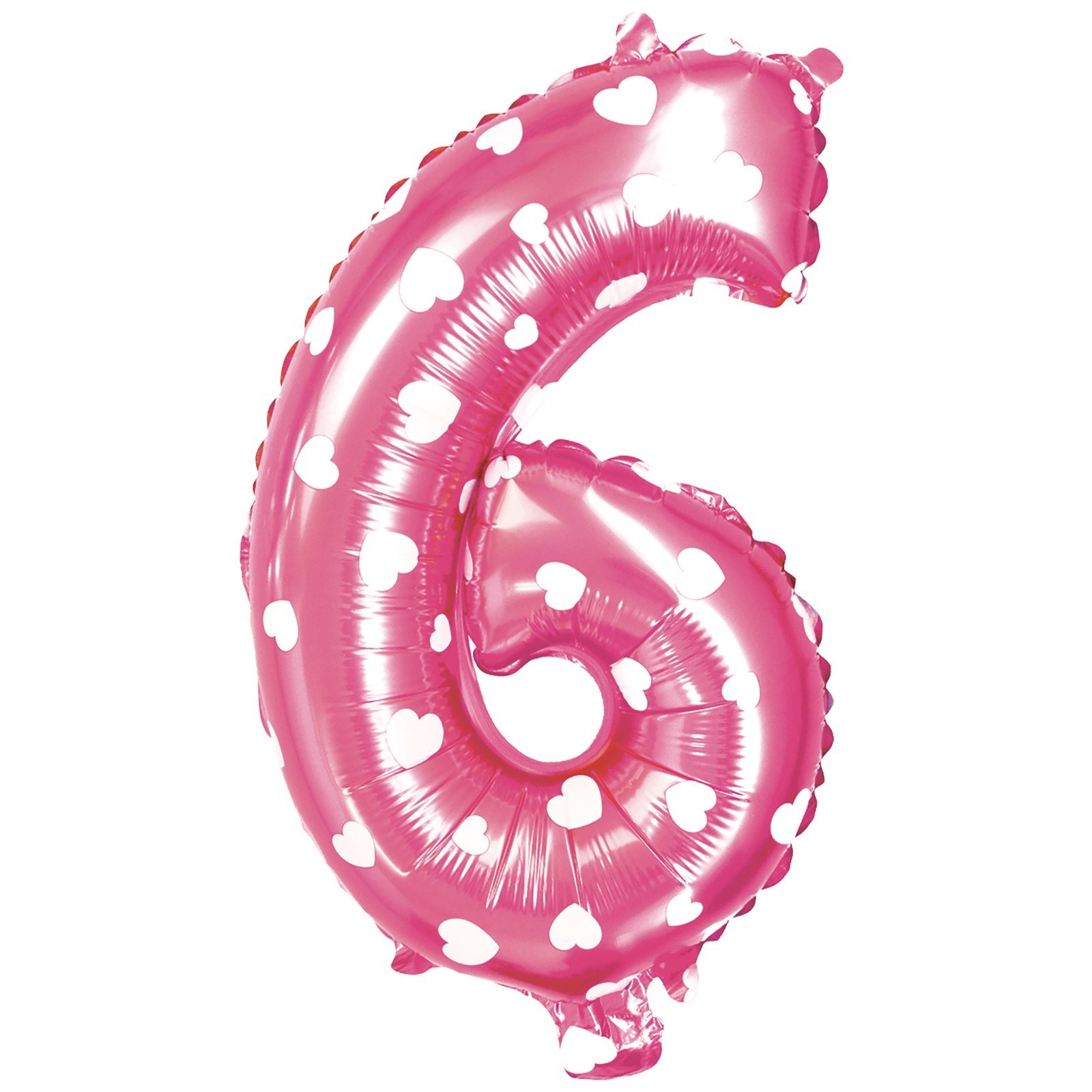 фото Шар фольгированный 40, цифра 6, сердца, индивидуальная упаковка, розовый страна карнавалия