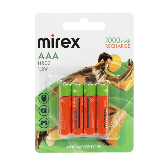 Аккумулятор Mirex Ni-Mh AAA HR03-4BL 9633043, 4шт/упак