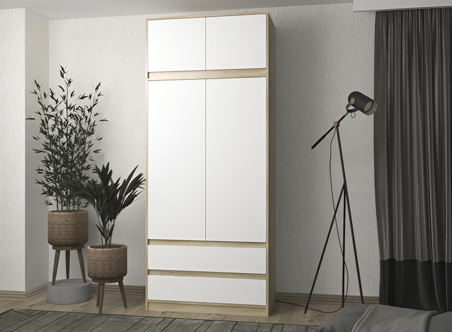 

Шкаф книжный QualisMebel Chelsea 1-1 800х450х2300, Дуб Сонома/Белый, Бежевый, Chelsea 1-1