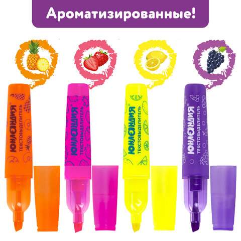 

Текстовыделитель ЮНЛАНДИЯ "ФРУКТЫ" арт. 151909, 12 шт., Разноцветный