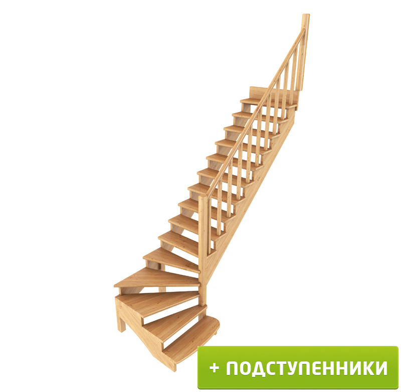 

Лестница Profi Hobby К-001м/8 П c подступенками сосна (6 уп), Бежевый, К-001м