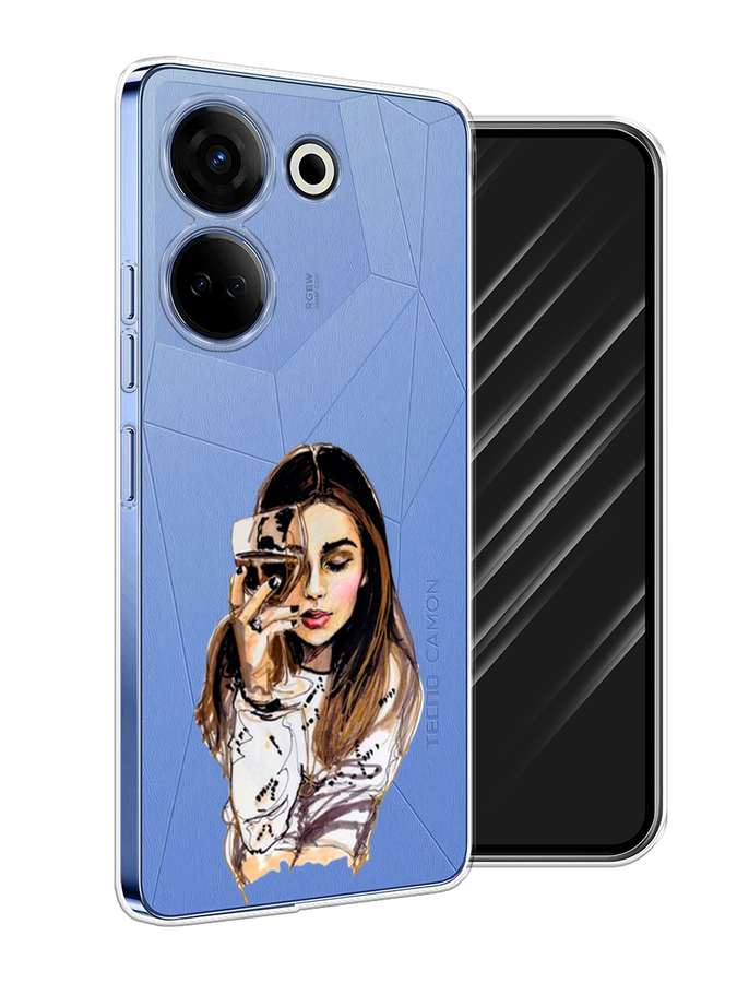 фото Чехол awog на tecno camon 20 pro 4g "девушка с бокалом"