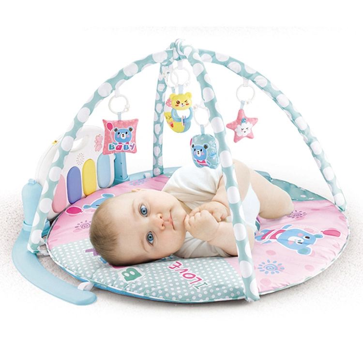 фото Развивающий коврик для новорожденного happy bed bell (голубой)