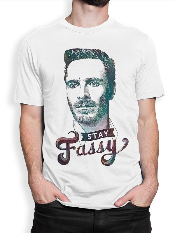 фото Футболка мужская design heroes майкл фассбендер stay fassy белая xs