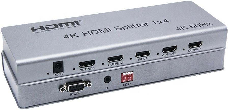 

Разветвитель-сплиттер Gsmin AN-35 HDMI - 4 x HDMI + VGA (4K, 60 Гц, 3D) (Серебристый)