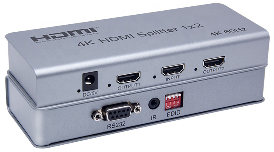 

Разветвитель-сплиттер Gsmin AN-34 HDMI - 2 x HDMI + VGA (4K, 60 Гц, 3D) (Серебристый)