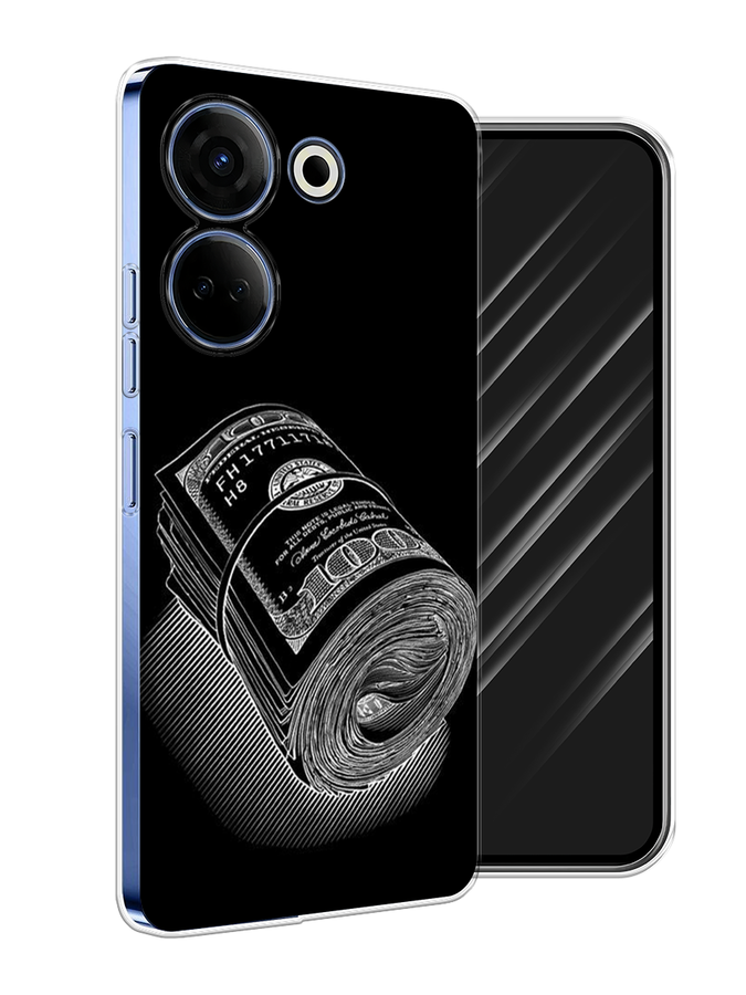 

Чехол Awog на Tecno Camon 20 Pro 4G "Кубышка денег", Черный;серебристый