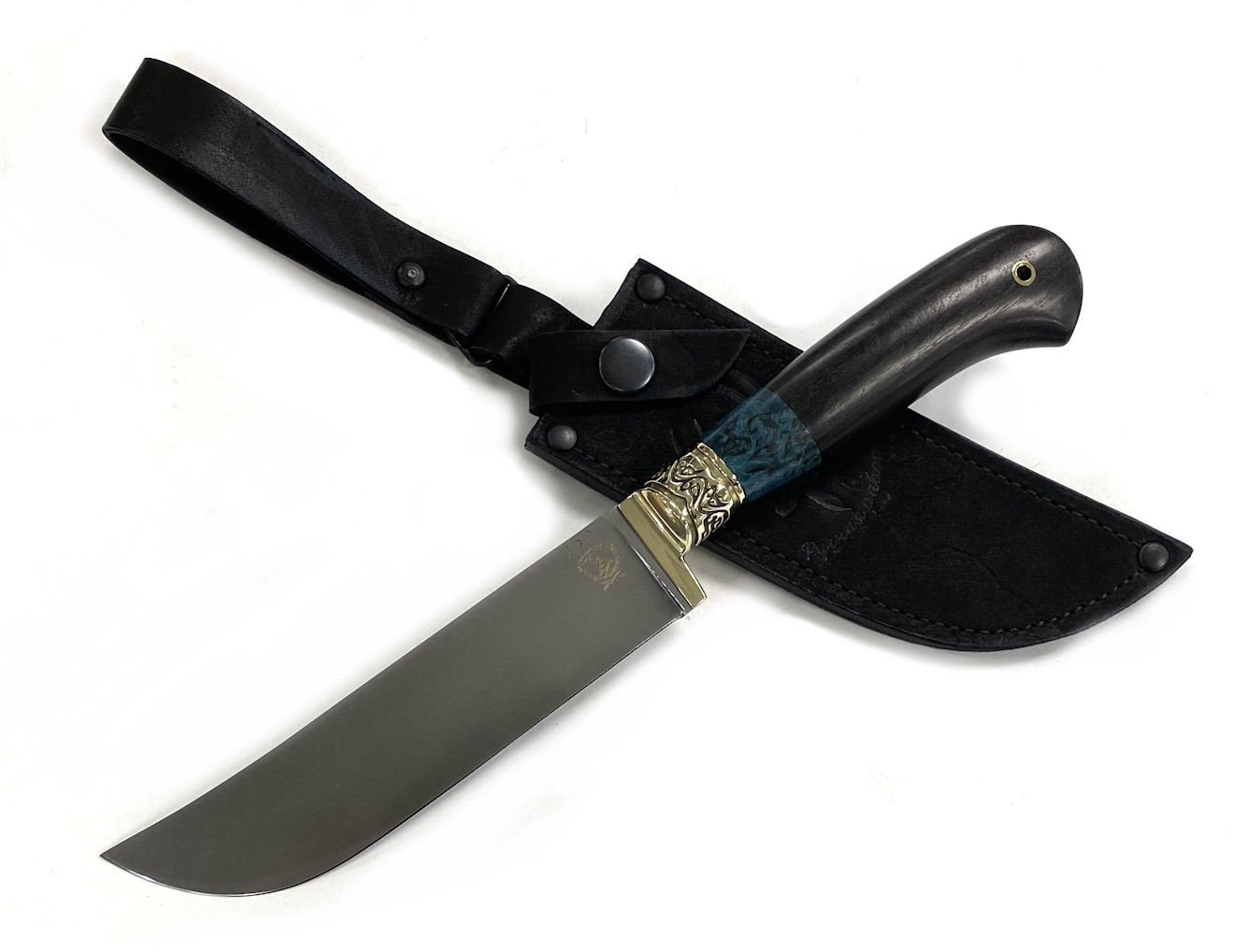 Нож Русский молот Пчак Узбекский, D2, граб, стаб.карельская береза