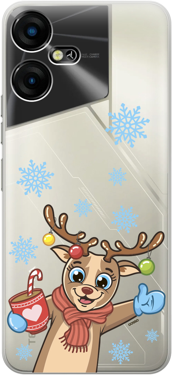 

Силиконовый чехол на Tecno Pova Neo 3 "Christmas Deer", Прозрачный;красный;коричневый, 20001480