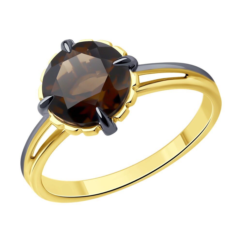 

Кольцо из золота р.  Diamant 53-310-01845-3, раухтопаз, 53-310-01845-3