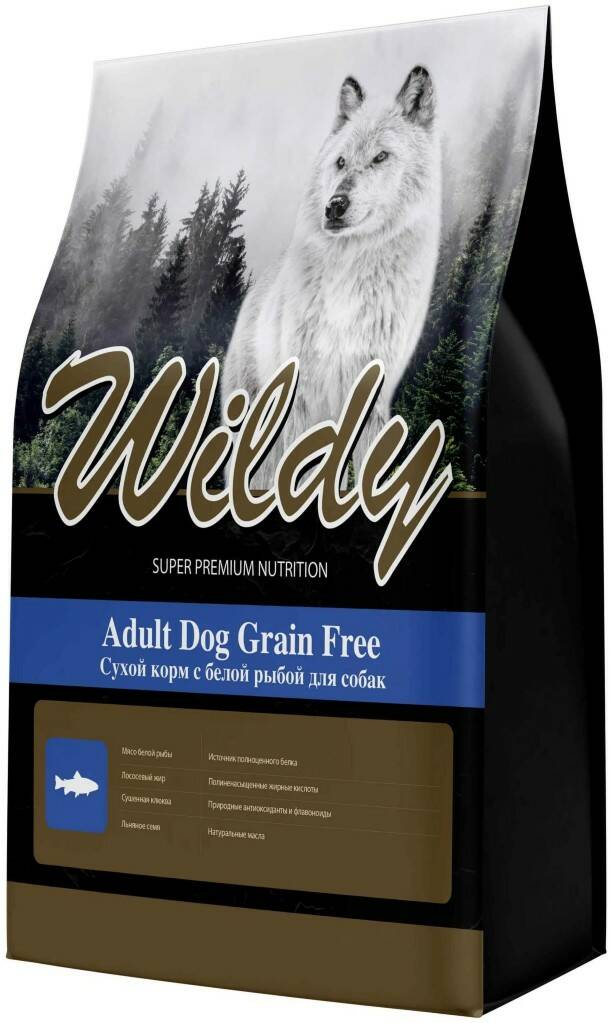 Сухой корм для собак Wildy Adult Dog Grain Free с белой рыбой 3 кг 3976₽