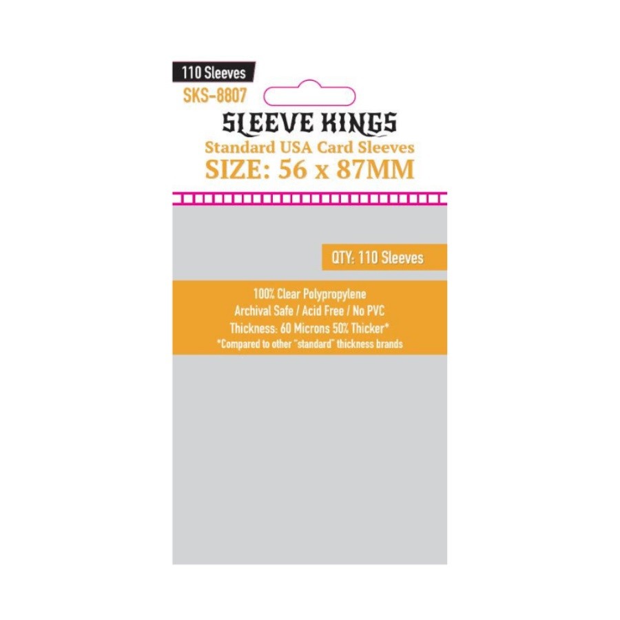 Протекторы для настольных игр Sleeve Kings Standard USA 56x87мм - 110шт, 60 микрон протекторы для настольных игр sleeve kings standard usa 56x87мм 110шт 60 микрон