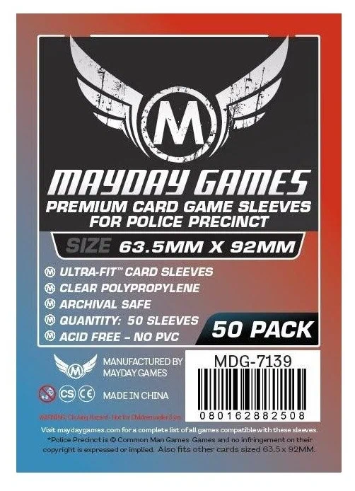 Протекторы для настольных игр Mayday Premium Custom Police Precinct Game Sleeves 63 5x92