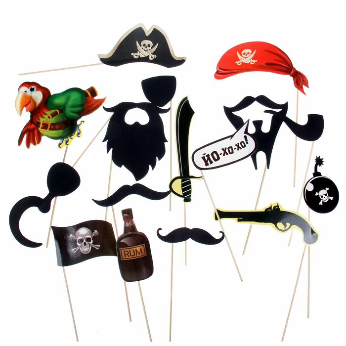 фото Набор фотобутафории пиратская вечеринка, 16 предметов happy pirate