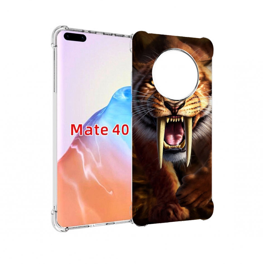 

Чехол MyPads Tocco для Huawei Mate 40 саблезубый злой тигр, Прозрачный, Tocco