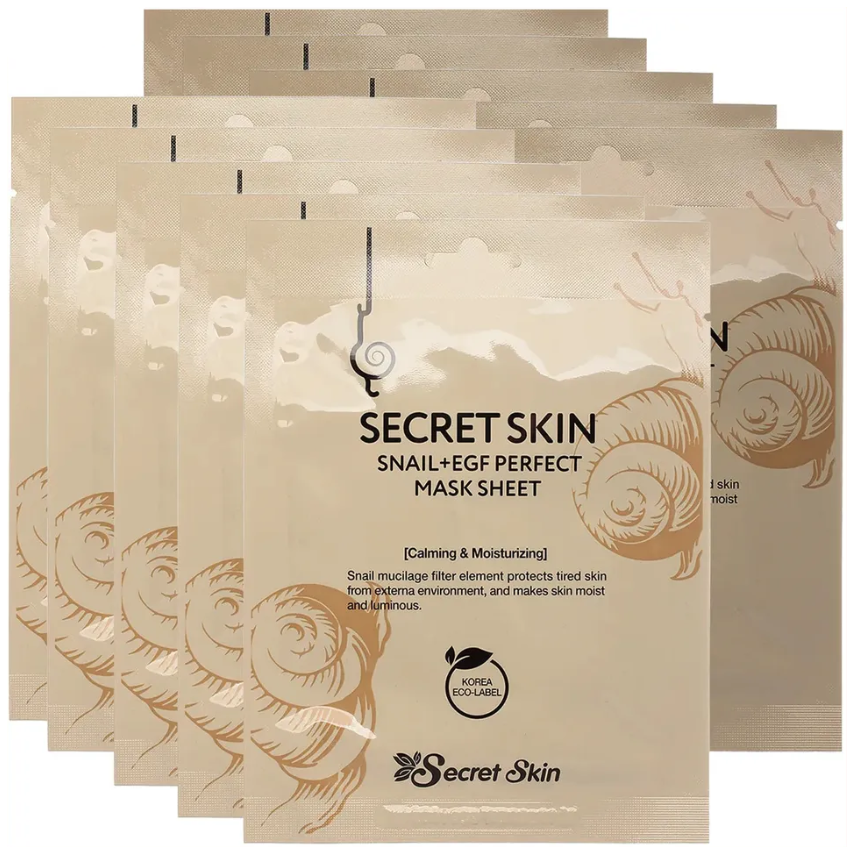 

Набор тканевых масок Secret Skin Snail & EGF Perfect Mask Pack, 10 шт. по 20 г