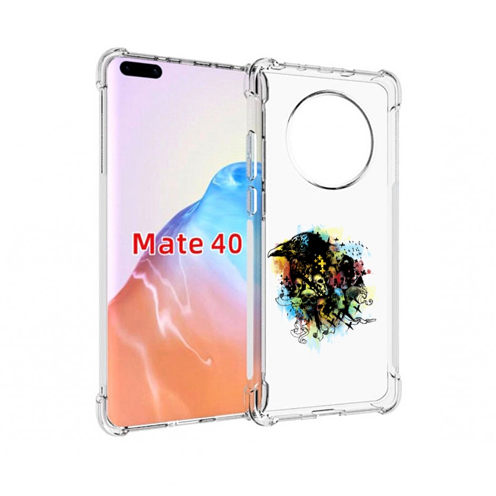 

Чехол MyPads Tocco для Huawei Mate 40 ворон и черепа, Прозрачный, Tocco