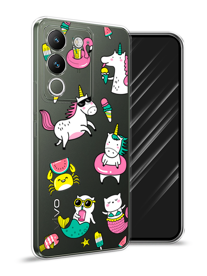 

Чехол Awog на Vivo V29e 5G "На отдыхе", Белый;бирюзовый;розовый, 269650-1