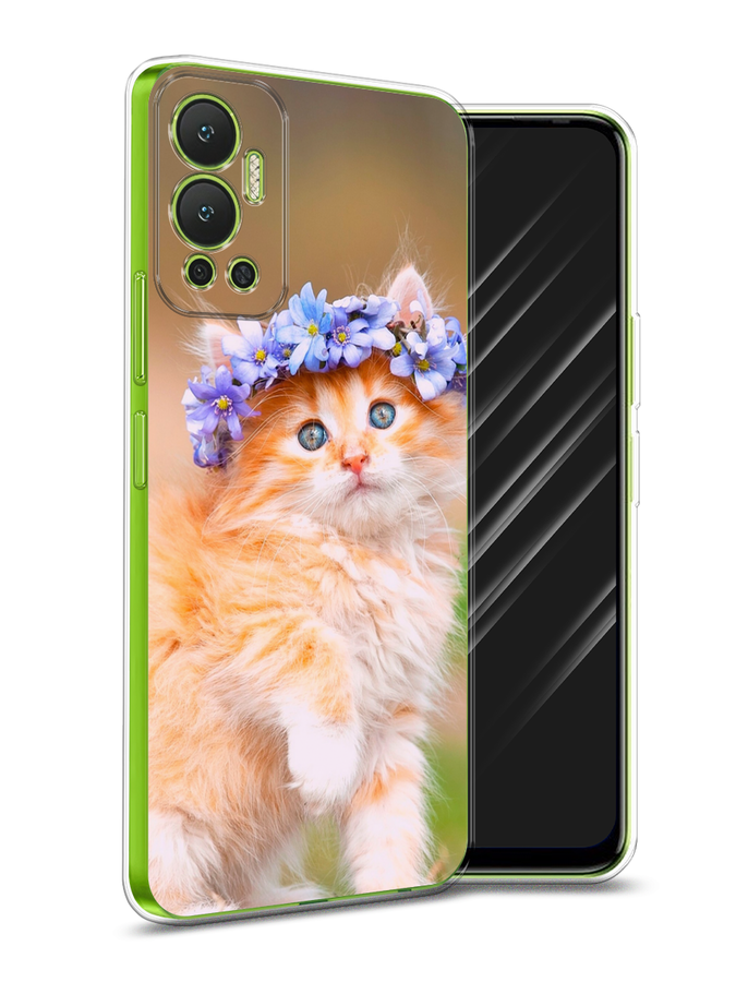 

Чехол Awog на Infinix Hot 12 "Рыжий кот в венке", Разноцветный, 3101350-1